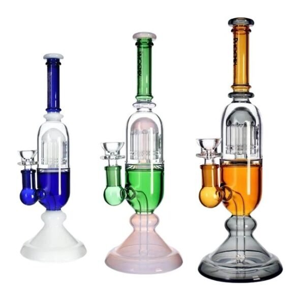 PHOENIXSTAR GLASS 12.'' WITH PERCULATOR COLOR TUBE WATER PIPE