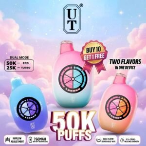 UT BY FLUM 5% DISPOSABLE DUAL FLAVOR (85ML) TURBO MODE - 25K & ECO. MODE - 50K PUFFS 5CT/ BOX