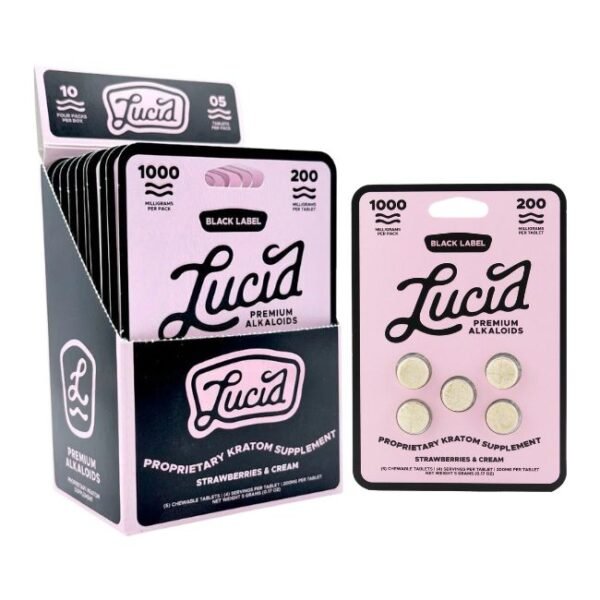 LUCID PROPRIETARY KRATOM SUPPLEMENT BLACK LABEL 200MG PER TABLET 5CT/10PK