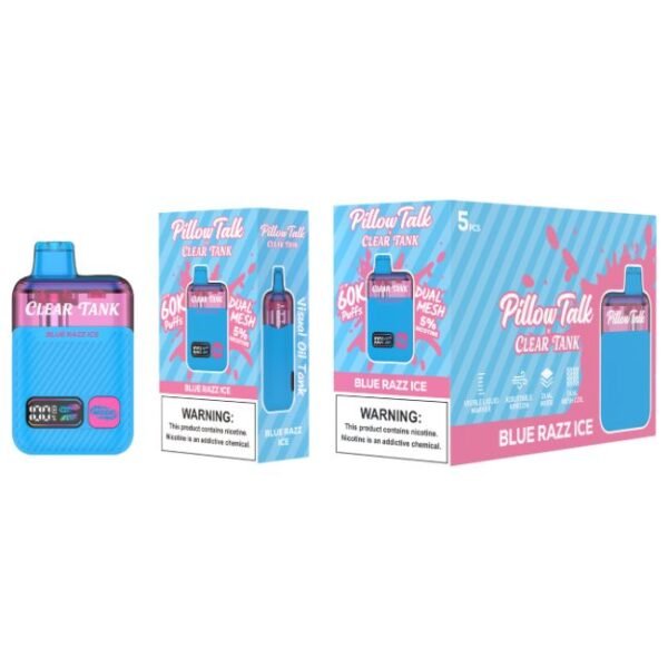 PILLOW TALK X CLEAR TANK 5% DISPOSABLE TEXAS COMPLIANT (90ML) 60K PUFFS 5CT/ BOX