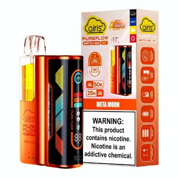 AIRIS PURE FLOW SWITCH 5% DISPOSABLE KIT (50ML) GTR. MODE - 25K & ECO. MODE - 50K PUFFS 5CT/ BOX