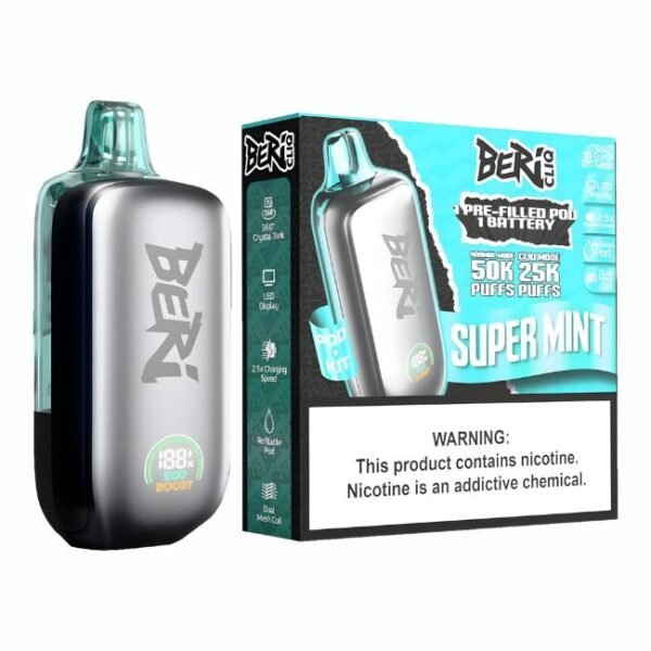 BERI CLIQ 5% DISPOSABLE VAPE KIT (90ML) 50K PUFFS 5CT/ BOX