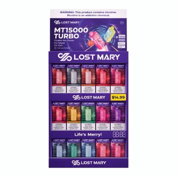 LOST MARY MT15000 TURBO 5% RECH. DISPOSABLE (480ML) 15K PUFFS 30CT/ DISPLAY