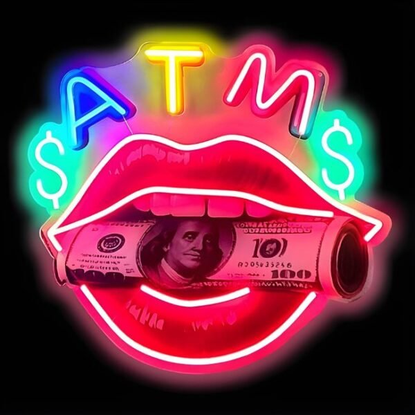 LED NEON SIGN DESIGN PRINT ATM (22.44'' X 23.62'')