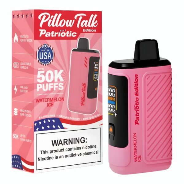 PILLOW TALK PATRIOTIC EDITION 5% DISPOSABLE TEXAS COMPLIANT (90ML) 50K PUFFS 5CT/ BOX