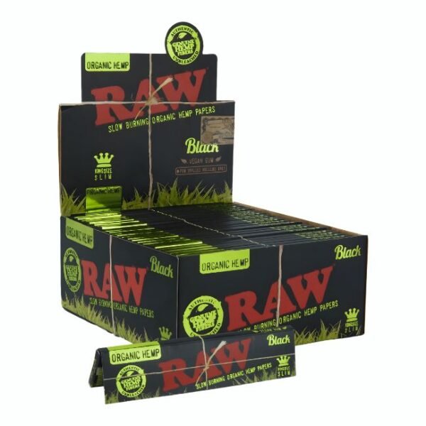 RAW BLACK ORGANIC KING SIZE SLIM PAPER 50PK/ BOX