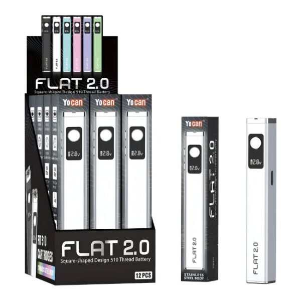 YOCAN FLAT 2.0 CARTRIDGE 650mAH VAPE BATTERY ASSORTED COLOR 12CT/ DISPLAY