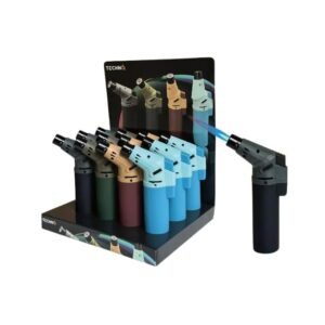 TECHNO SOLID COLOR SLANT TORCH LIGHTER 12CT/ DISPLAY