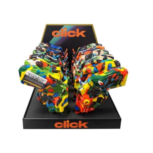 CLICK RUBBER FINISH / CAMOUFLAGE REVOLVER TORCH LIGHTER 12CT/ DISPLAY