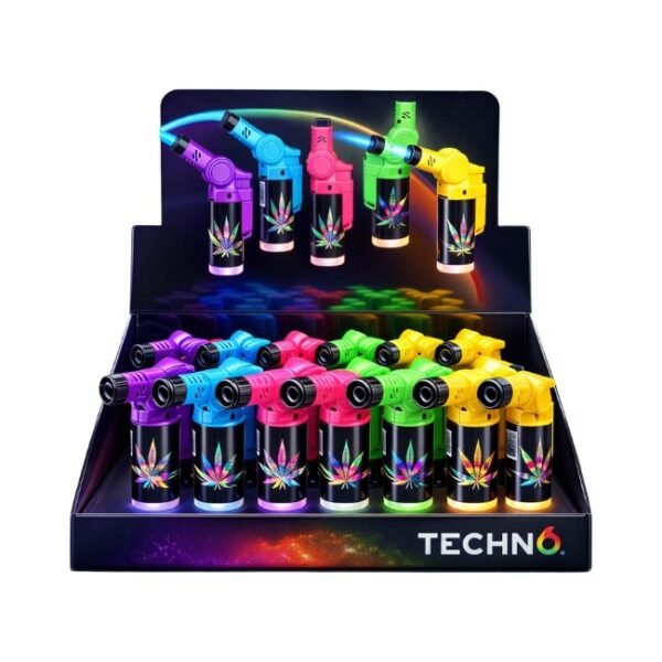 TECHNO CANNABIS FLEXI / WEED ART TORCH LIGHTER 15CT/ DISPLAY