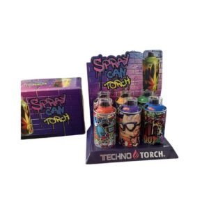 TECHNO 5'' GRAFFITI SPRAY CAN TORCH LIGHTER 6CT/ DISPLAY