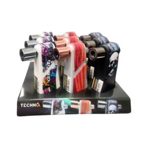 TECHNO SKULL SIDE TORCH LIGHTER 9CT/ DISPLAY