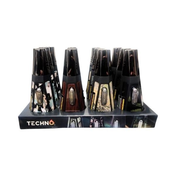 TECHNO TRIANGLE SHAPE ASSORTED DESIGN TORCH LIGHTER 12CT/ DISPLAY