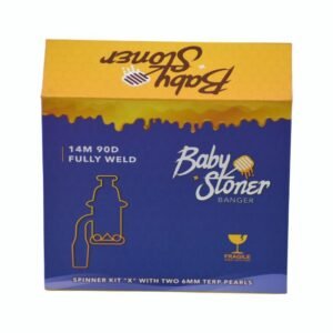 BABY STONER 14MM MALE 90 DEGREE FULLY WELD BANGER SPINNER KIT ''X'' WITH 2 6MM TERP PEARLS