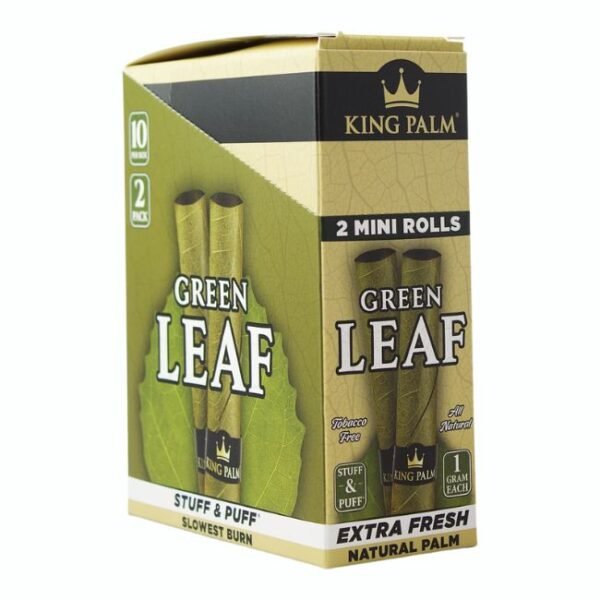 KING PALM GREEN LEAF ROLLS TOBACCO FREE EXTRA FRESH CONES 2PK 10CT/ BOX