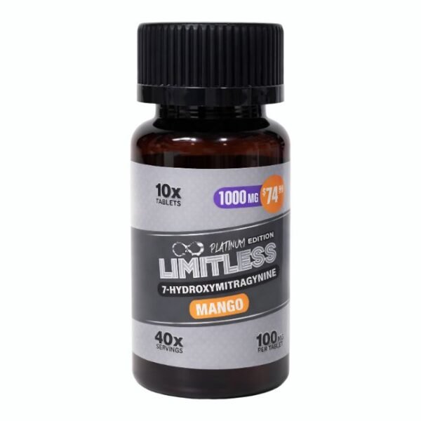 LIMITLESS 7-HYDROXY PLATINUM EDITION 100MG PER TABLET 10CT/ JAR (PRE PRICED $74.99)
