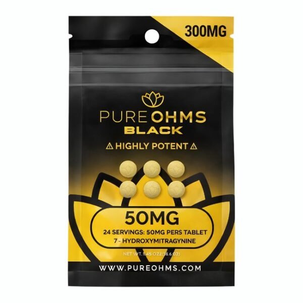 PURE OHMS BLACK 7 HYDROXYMITGRAGYNINE 50MG PER TABLET 6CT/10PK