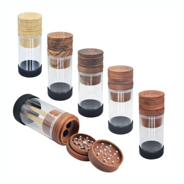 RYO TRUST TERRA FILLER 65MM WIDE KING SIZE 2PART WOOD GRINDER WITH AIR TIGHT GLASS JAR