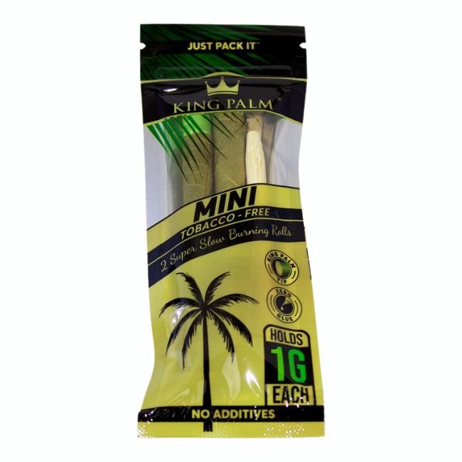 KPGLNATCONE002 KING PALM GREEN LEAF MINI ROLLS TOBACCO FREE EXTRA FRESH 1GM CONES 2PK 10CT/ BOX