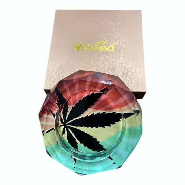 OILSEED RASTA LEAF HEAVY DUTY MEDIUM GLASS ASHTRAY