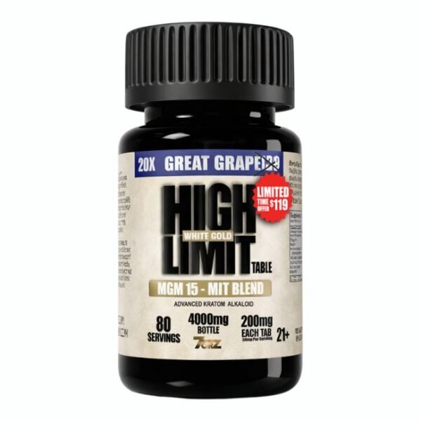 HIGH LIMIT BY 7ORZ MGM 15 - MIT BLEND WHITE GOLD 200MG PER TABLET 20CT/ JAR