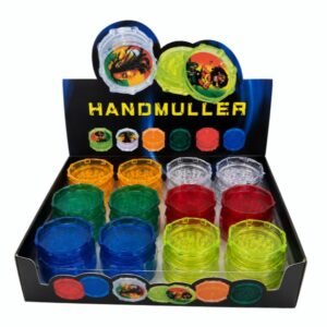 HAND MULLER TOBACCO GRINDER 2PART ASSORTED COLOR 24CT/ DISPLAY