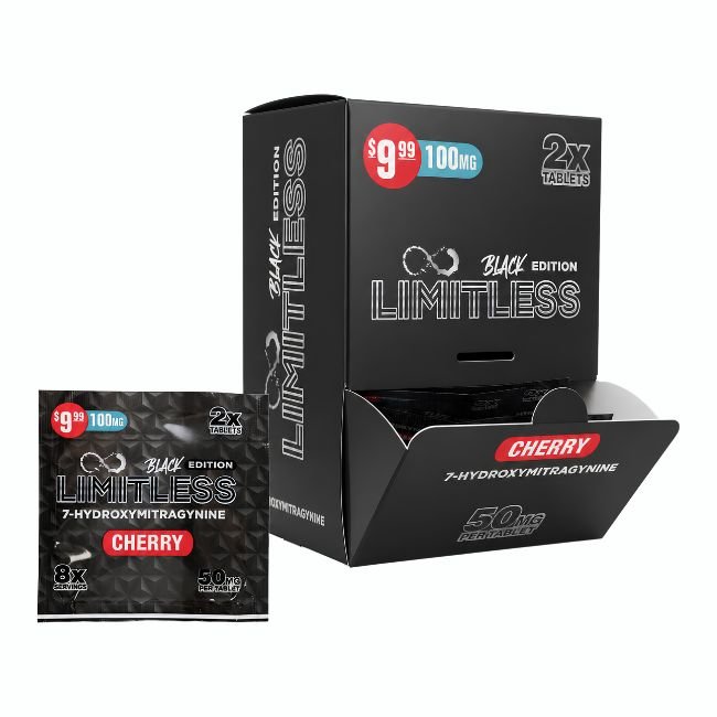LIMITLESS 7-HYDROXY BLACK EDITION 50MG PER TABLET 2CT/40PK (PRE PRICED $9.99) LIMITLESS 7-HYDROXY BLACK EDITION 50MG PER TABLET 2CT/40PK (PRE PRICED $9.99)
