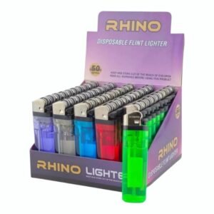 RHINO DISPOSABLE FLINT LIGHTER 50CT/ DISPLAY