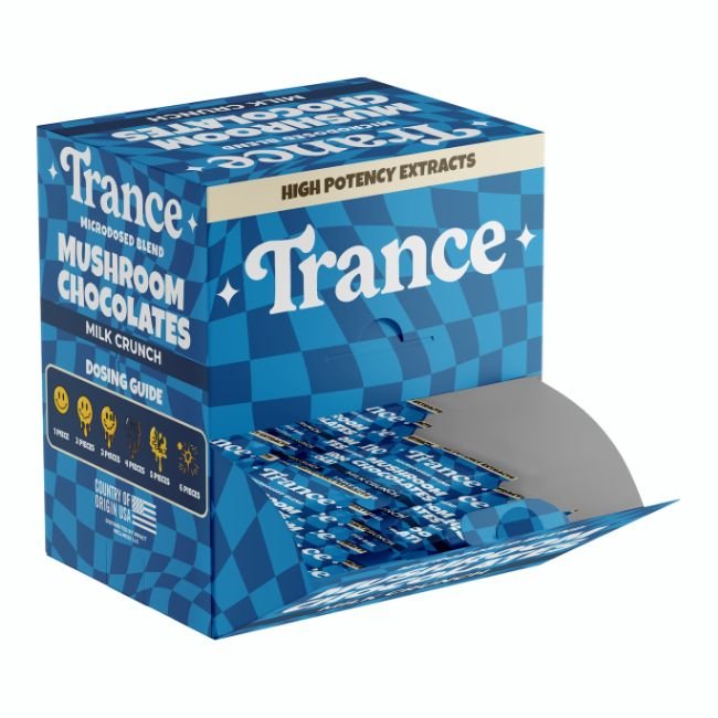 TRANCE MICRODOSED BLEND MUSHROOM CHOCOLATES 1CT/ 50PK DISPLAY TRANCE MICRODOSED BLEND MUSHROOM CHOCOLATES 1CT/ 50PK DISPLAY