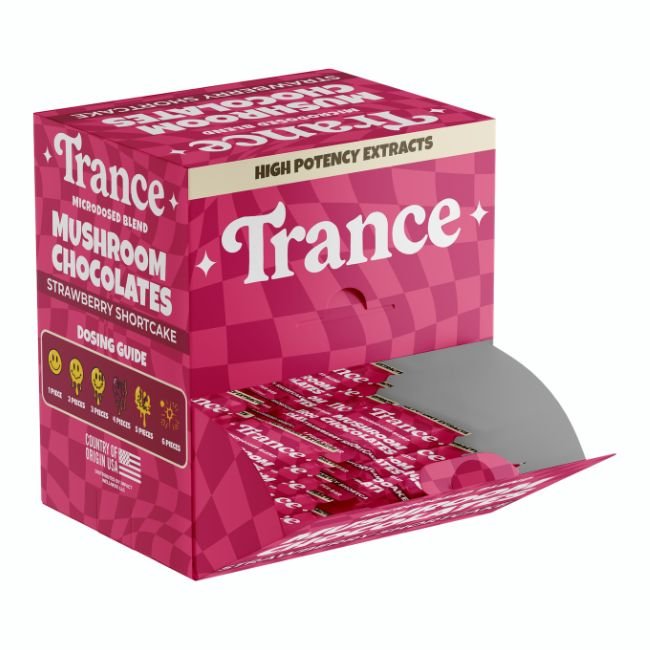 TRANCE MICRODOSED BLEND MUSHROOM CHOCOLATES 1CT/ 50PK DISPLAY TRANCE MICRODOSED BLEND MUSHROOM CHOCOLATES 1CT/ 50PK DISPLAY