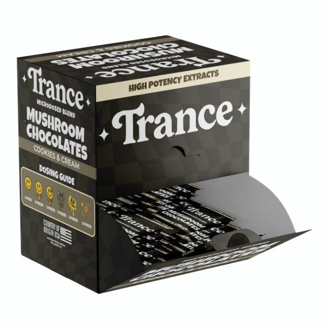 TRANCE MICRODOSED BLEND MUSHROOM CHOCOLATES 1CT/ 50PK DISPLAY TRANCE MICRODOSED BLEND MUSHROOM CHOCOLATES 1CT/ 50PK DISPLAY