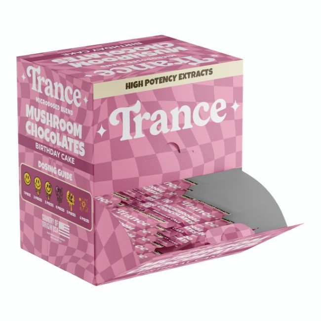TRANCE MICRODOSED BLEND MUSHROOM CHOCOLATES 1CT/ 50PK DISPLAY TRANCE MICRODOSED BLEND MUSHROOM CHOCOLATES 1CT/ 50PK DISPLAY