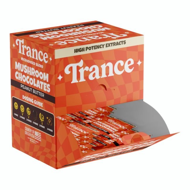 TRANCE MICRODOSED BLEND MUSHROOM CHOCOLATES 1CT/ 50PK DISPLAY TRANCE MICRODOSED BLEND MUSHROOM CHOCOLATES 1CT/ 50PK DISPLAY