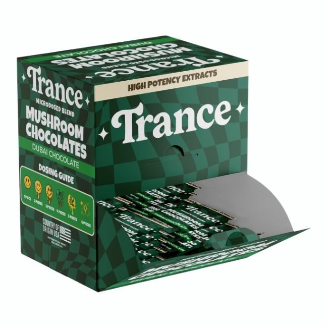 TRANCE MICRODOSED BLEND MUSHROOM CHOCOLATES 1CT/ 50PK DISPLAY TRANCE MICRODOSED BLEND MUSHROOM CHOCOLATES 1CT/ 50PK DISPLAY
