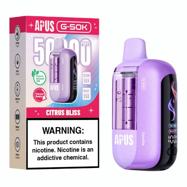 APUS G-50K 5% DISPOSABLE (100ML) 50K PUFFS 5CT/ BOX APUS G-50K 5% DISPOSABLE (100ML) 50K PUFFS 5CT/ BOX