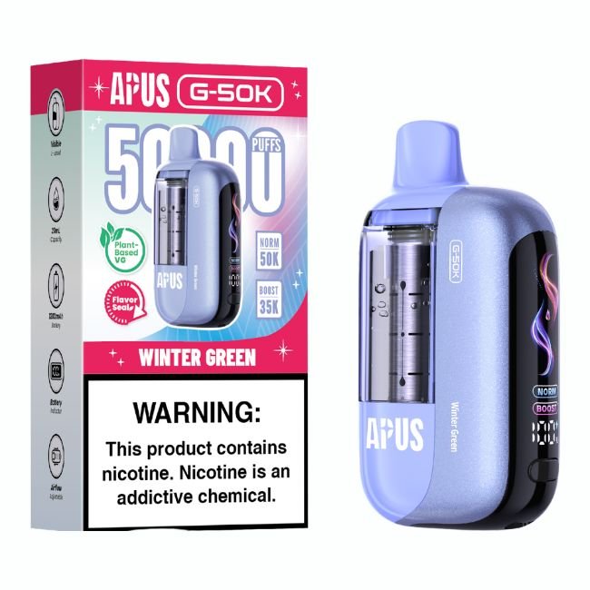 APUS G-50K 5% DISPOSABLE (100ML) 50K PUFFS 5CT/ BOX APUS G-50K 5% DISPOSABLE (100ML) 50K PUFFS 5CT/ BOX
