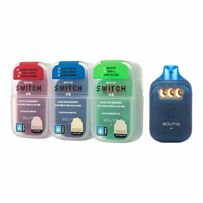 BOUTIQ SWITCH V5 THCP LIQUID LIVE DIAMOND TRIPLE TANK 2GM DISPO 10CT/ BOX BOUTIQ SWITCH V5 THCP LIQUID LIVE DIAMOND TRIPLE TANK 2GM DISPO 10CT/ BOX