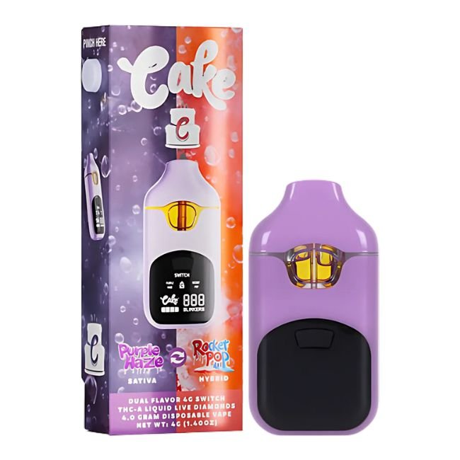 CAKETHCA4GMDIS06 CAKE THCA LIQUID LIVE DIAMONDS SWITCH DUAL 4GM DISPO 5CT/ BOX