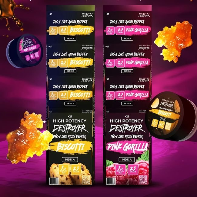 DESTRO25GMDAB002 DESTROYER HIGH POTENCY THC-A LIVE ROSIN BADDER 2.5GM DAB 5CT/ BOX