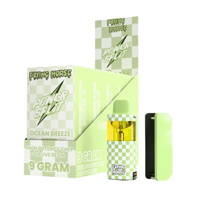 FHPS9GMDIS05 FLYING HORSE POWER SPLIT HIGH POTENCY THCP + D8 LIVE 9GM DISPO 5CT/ BOX