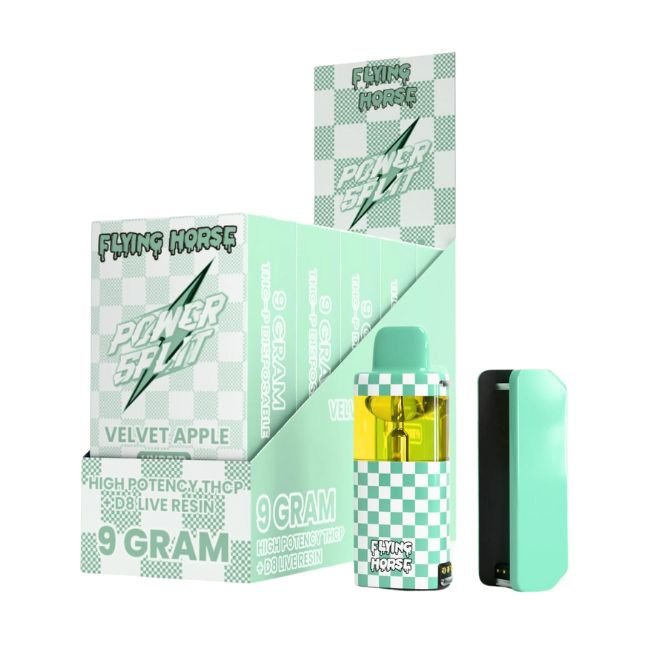 FHPS9GMDIS08 FLYING HORSE POWER SPLIT HIGH POTENCY THCP + D8 LIVE 9GM DISPO 5CT/ BOX