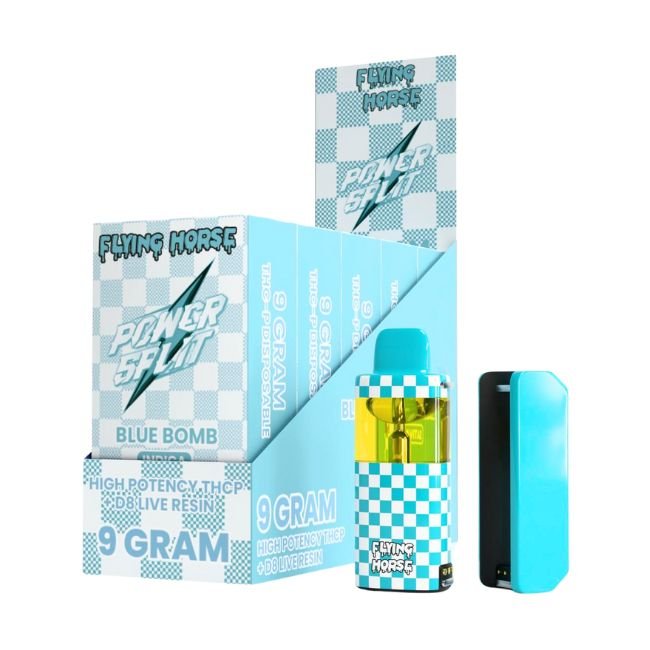 FHPS9GMDIS10 FLYING HORSE POWER SPLIT HIGH POTENCY THCP + D8 LIVE 9GM DISPO 5CT/ BOX