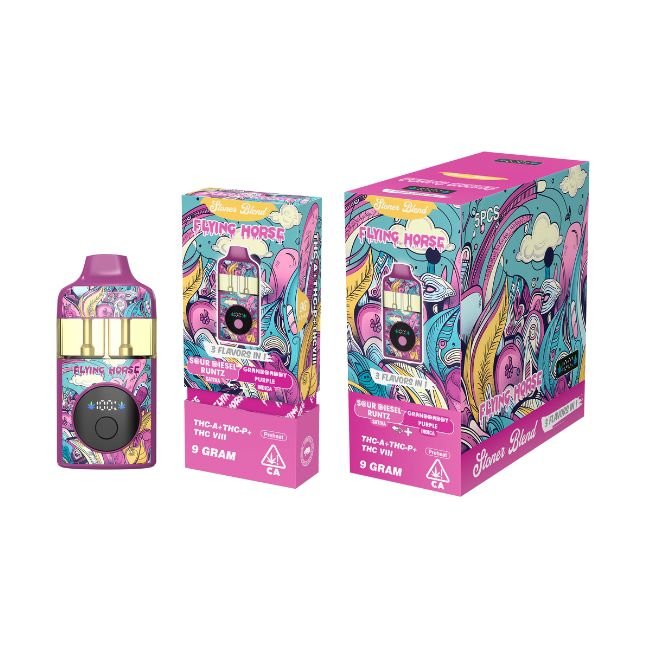 FHSB9GMDIS_666 FLYING HORSE STONER BLEND THC IX + THCP+THC VIII 3 IN 1 FLAVOR 9GM DISPO 5CT/ BOX