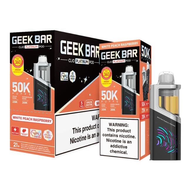 GEEKBARCP50KPD01 GEEK BAR CLIO PLATINUM 5% DISPOSABLE POD (80ML) 50K PUFFS 5CT/ BOX