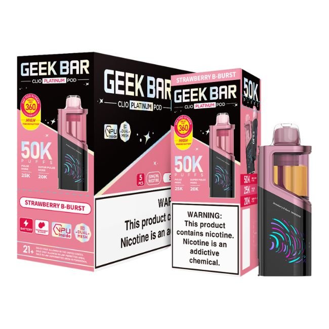 GEEKBARCP50KPD03 GEEK BAR CLIO PLATINUM 5% DISPOSABLE POD (80ML) 50K PUFFS 5CT/ BOX