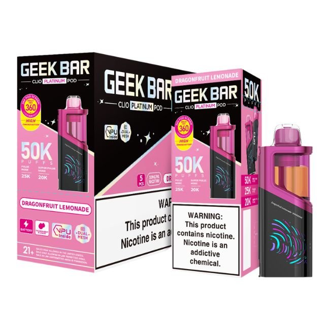 GEEKBARCP50KPD07 GEEK BAR CLIO PLATINUM 5% DISPOSABLE POD (80ML) 50K PUFFS 5CT/ BOX