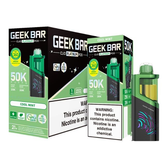GEEKBARCP50KPD08 GEEK BAR CLIO PLATINUM 5% DISPOSABLE POD (80ML) 50K PUFFS 5CT/ BOX