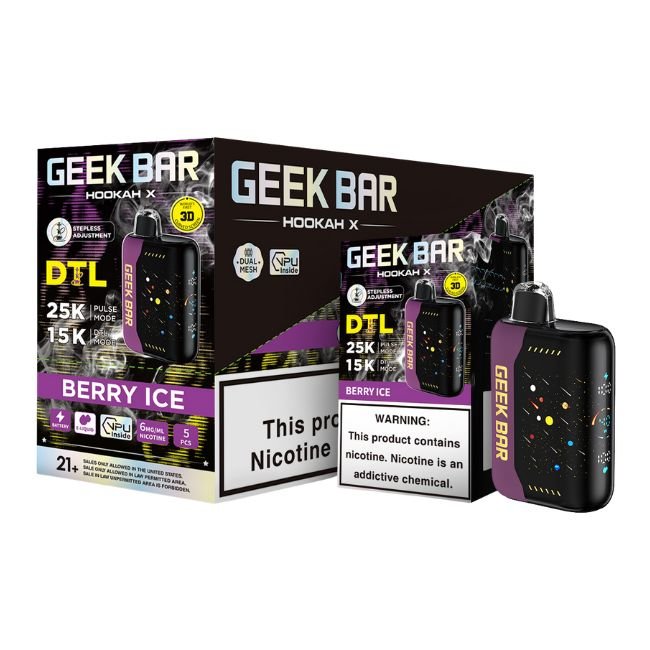 GEEKBARHK25KDI02 GEEK BAR HOOKAH X DTL 6% DISPOSABLE (90ML) DTL. MODE - 15K & PULSE. MODE - 25K PUFFS 5CT/ BOX