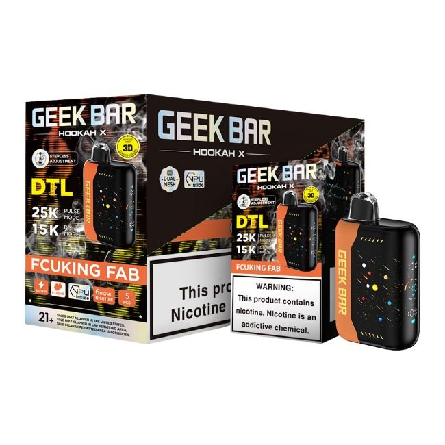 GEEKBARHK25KDI04 GEEK BAR HOOKAH X DTL 6% DISPOSABLE (90ML) DTL. MODE - 15K & PULSE. MODE - 25K PUFFS 5CT/ BOX