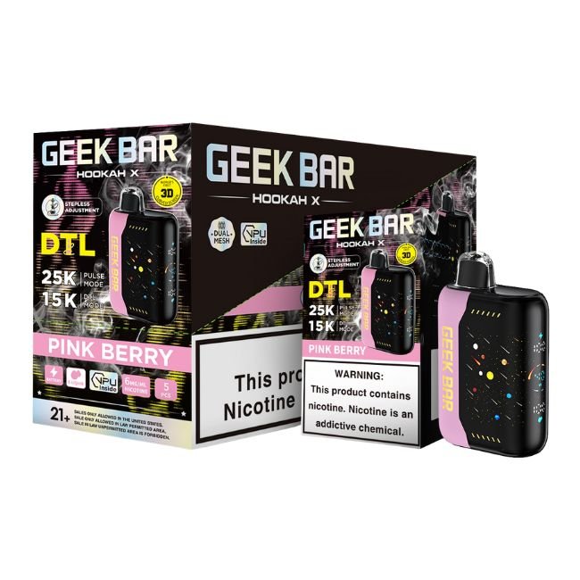 GEEKBARHK25KDI08 GEEK BAR HOOKAH X DTL 6% DISPOSABLE (90ML) DTL. MODE - 15K & PULSE. MODE - 25K PUFFS 5CT/ BOX